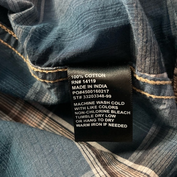 Ely 1878 Mens SZ XXL Blue gray Plaid snap button down Cowboy shirt 100%cotton - Picture 5 of 11